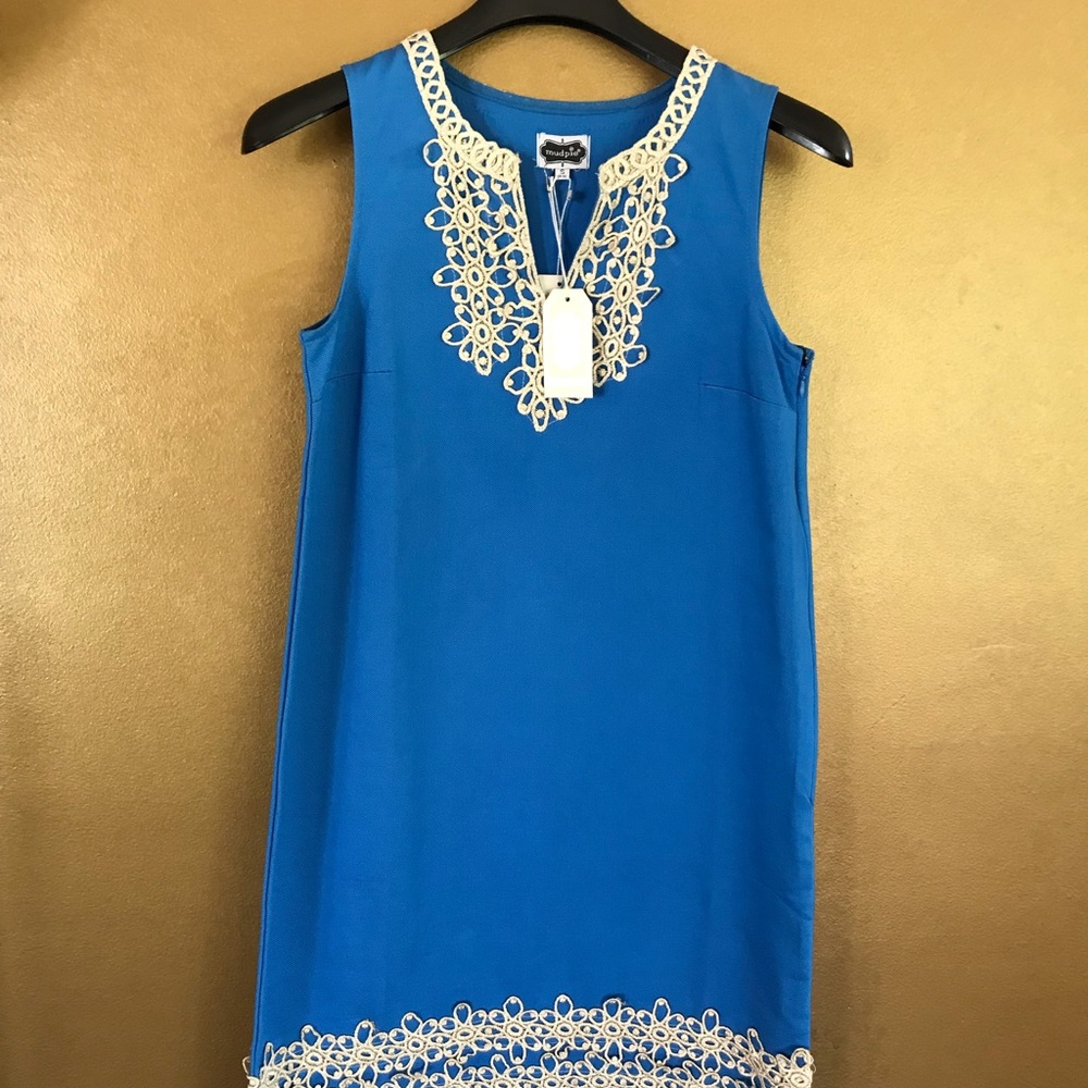 BNWT MUD PIE BLAKELY SHIFT DRESS in Cerulean Blue Small